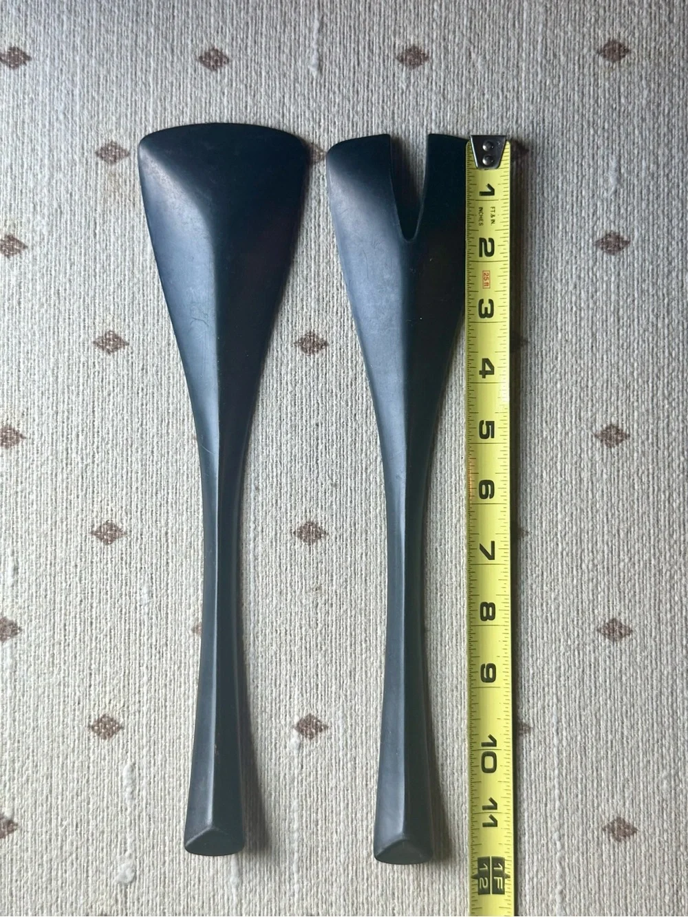 Vintage Anchor Hocking Black Plastic Salad Servers MCM 1960s